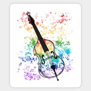 Double Bass Rainbow Colours Bassist Jazz Musician Sticker